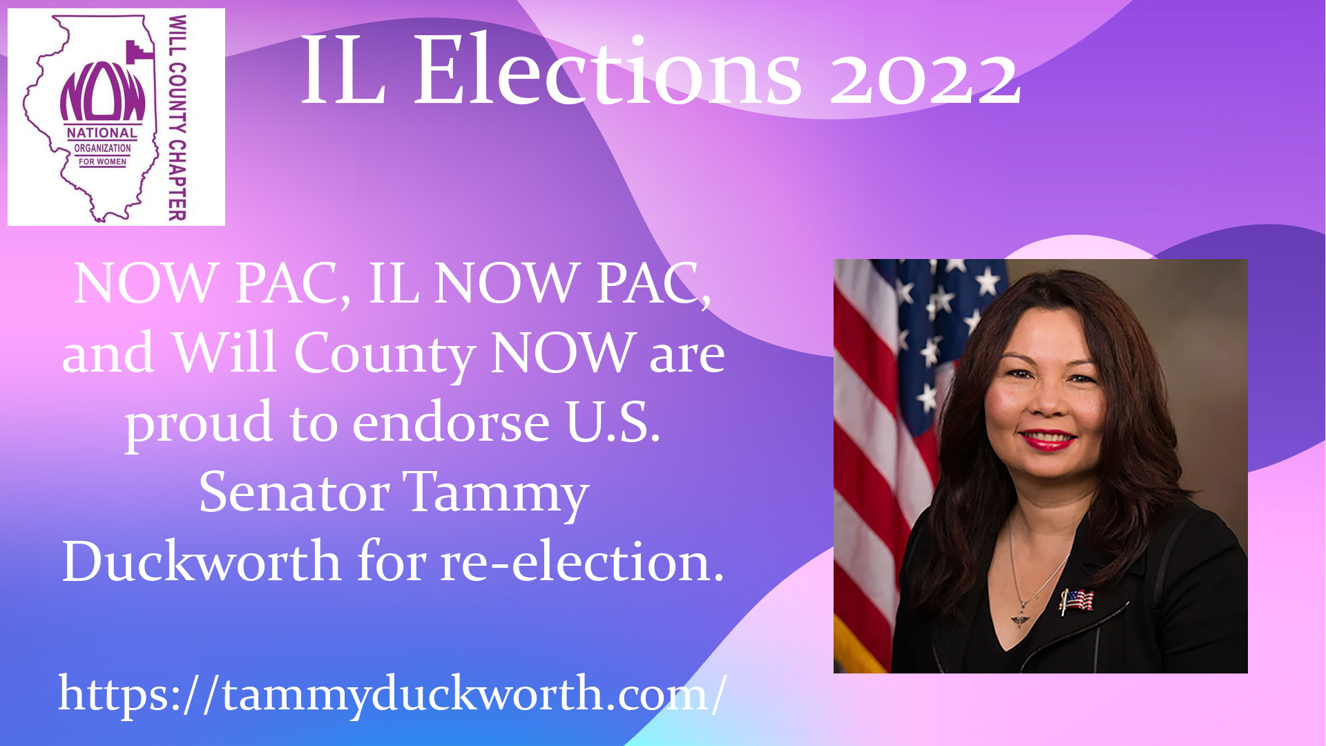 Will County NOW Endorses U.S. Senator Tammy Duckworth for Re-Election