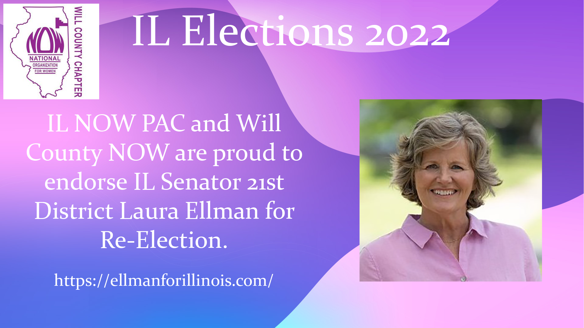 Will County NOW Endorses IL Senator 21st District Laura Ellman for Re-Election