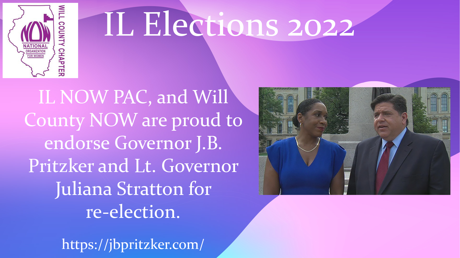 Will County NOW Endorses Governor J.B. Pritzker  and Lt. Governor Juliana Stratton for Re-Election