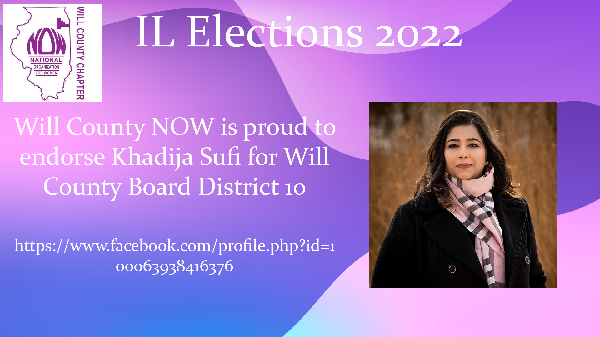 Will County NOW Endorses Khadija Sufi for Will County Board District 10