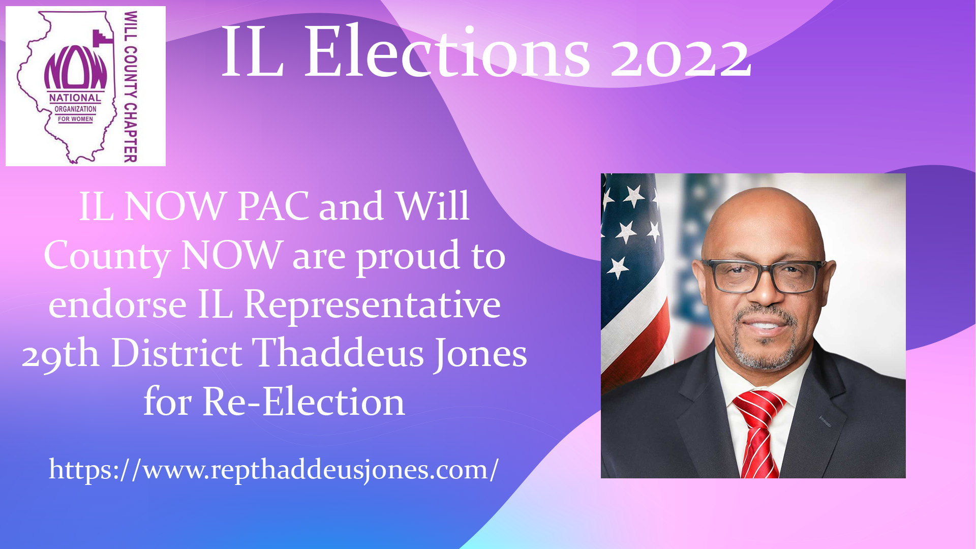 Will County NOW Endorses IL Representative 29th District Thaddeus Jones for Re-Election.