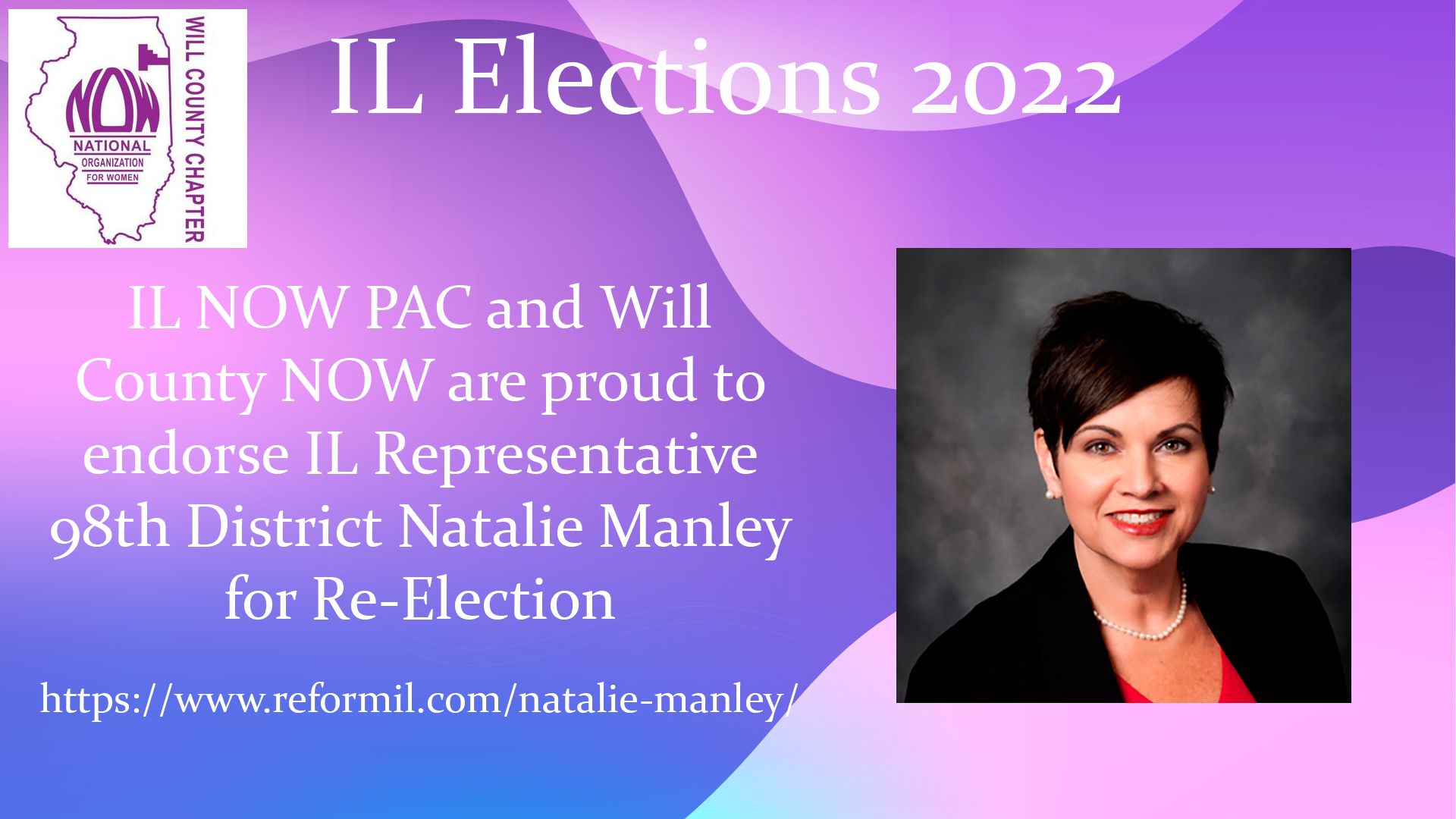 Will County NOW Endorses IL Representative 98th District Natalie Manley for Re-Election